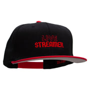 Live Streamer  Embroidered Two Tone Flat Bill Snapback - Red-Black OSFM