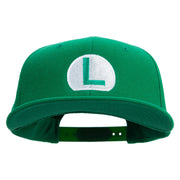 Mario Luigi Wario Waluigi Symbol Embroidered 6 Panel High Profile Structured Snapback - Kelly OSFM