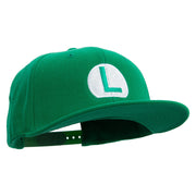 Mario Luigi Wario Waluigi Symbol Embroidered 6 Panel High Profile Structured Snapback - Kelly OSFM