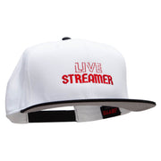 Live Streamer  Embroidered Two Tone Flat Bill Snapback - Black-White OSFM