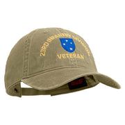 U.S. Army 23rd Infantry Division Embroidered Washed Solid Pigment Dyed Cotton Twill Brass Buckle Cap - Khaki OSFM