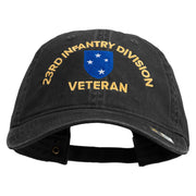 U.S. Army 23rd Infantry Division Embroidered Washed Solid Pigment Dyed Cotton Twill Brass Buckle Cap - Black OSFM