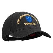 U.S. Army 23rd Infantry Division Embroidered Washed Solid Pigment Dyed Cotton Twill Brass Buckle Cap - Black OSFM
