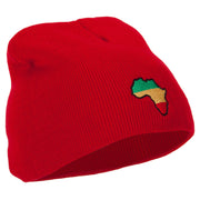 Rasta Africa Map Embroidered 8 Inch Knitted Short Beanie