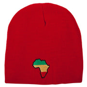 Rasta Africa Map Embroidered 8 Inch Knitted Short Beanie