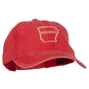 Arkansas with Map Outline Embroidered Washed Cotton Twill Cap