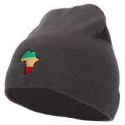 Rasta Africa Map Embroidered 8 Inch Knitted Short Beanie