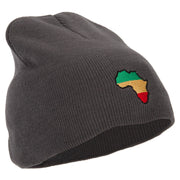 Rasta Africa Map Embroidered 8 Inch Knitted Short Beanie