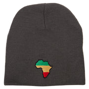 Rasta Africa Map Embroidered 8 Inch Knitted Short Beanie