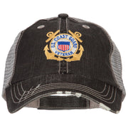 US Coast Guard Anchors Veteran Embroidered Low Profile Cotton Mesh Cap