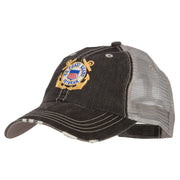 US Coast Guard Anchors Veteran Embroidered Low Profile Cotton Mesh Cap