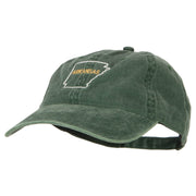 Arkansas with Map Outline Embroidered Washed Cotton Twill Cap