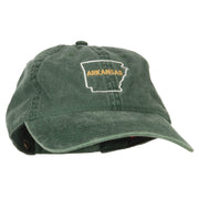 Arkansas with Map Outline Embroidered Washed Cotton Twill Cap