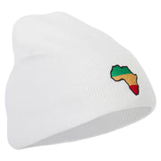 Rasta Africa Map Embroidered 8 Inch Knitted Short Beanie