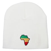 Rasta Africa Map Embroidered 8 Inch Knitted Short Beanie