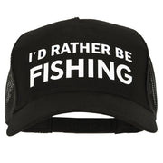 I'd Rather Be Fishing Heat Transfer Solid Cotton Twill 5 Panel Mesh Cap