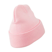 Breast Cancer Ribbon Embroidered Cuff Beanie