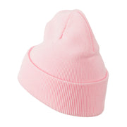 Breast Cancer Ribbon Embroidered Cuff Beanie