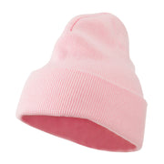 Breast Cancer Ribbon Embroidered Cuff Beanie