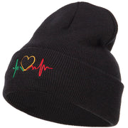 Rasta Heart Beat Embroidered Long Beanie