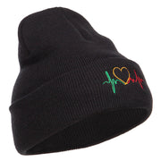 Rasta Heart Beat Embroidered Long Beanie