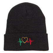 Rasta Heart Beat Embroidered Long Beanie