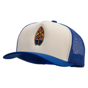 Surf Board Mural Embroidered Premium Pro Style 5 Panels Mesh Cap - Royal-Stone-Royal OSFM