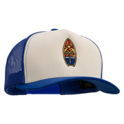 Surf Board Mural Embroidered Premium Pro Style 5 Panels Mesh Cap - Royal-Stone-Royal OSFM