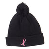 Ribbon Breast Cancer Embroidered Pom Beanie