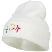 Rasta Heart Beat Embroidered Long Beanie