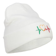 Rasta Heart Beat Embroidered Long Beanie