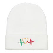 Rasta Heart Beat Embroidered Long Beanie