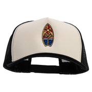 Surf Board Mural Embroidered Premium Pro Style 5 Panels Mesh Cap - Black-Stone-Black OSFM