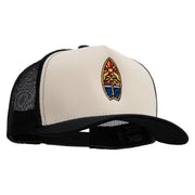 Surf Board Mural Embroidered Premium Pro Style 5 Panels Mesh Cap - Black-Stone-Black OSFM