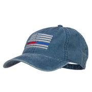 Thin Red and Blue Line Silver USA Flag Embroidered Washed Buckle Cap