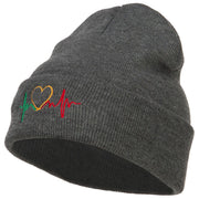 Rasta Heart Beat Embroidered Long Beanie