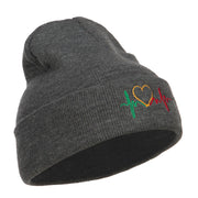 Rasta Heart Beat Embroidered Long Beanie