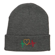 Rasta Heart Beat Embroidered Long Beanie