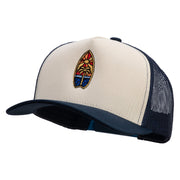 Surf Board Mural Embroidered Premium Pro Style 5 Panels Mesh Cap - Navy-Stone-Navy OSFM