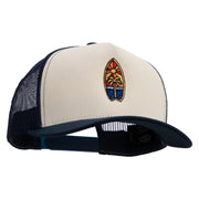 Surf Board Mural Embroidered Premium Pro Style 5 Panels Mesh Cap - Navy-Stone-Navy OSFM