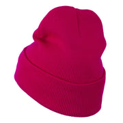 Hot Pink Ribbon Breast Cancer Embroidered Long Cuff Beanie