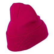 Hot Pink Ribbon Breast Cancer Embroidered Long Cuff Beanie