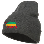 Rasta Cali Bear Embroidered Long Beanie