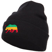 Rasta Cali Bear Embroidered Long Beanie