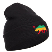 Rasta Cali Bear Embroidered Long Beanie