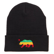 Rasta Cali Bear Embroidered Long Beanie