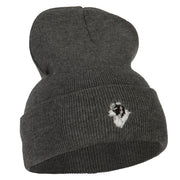 Border Collie Head Embroidered Long Knitted Beanie