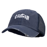Chopper Embroidered Low Profile Special Cotton Mesh Cap - Navy OSFM