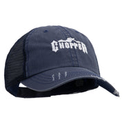 Chopper Embroidered Low Profile Special Cotton Mesh Cap - Navy OSFM