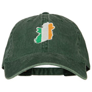 Ireland Flag Map Embroidered Washed Cotton Twill Cap